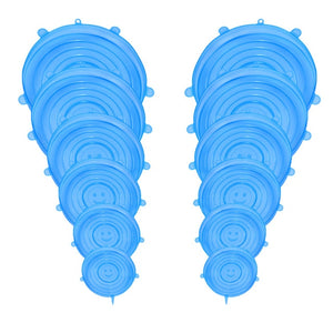 Pack 12 tapas de silicona adaptables (azules)